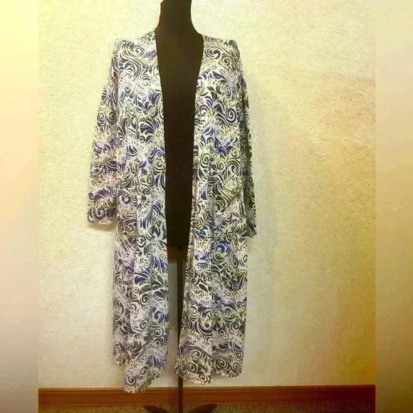 LuLaRoe Sarah Duster Sweater Open Cardigan Multicolor Pockets Medium - Picture 1 of 8